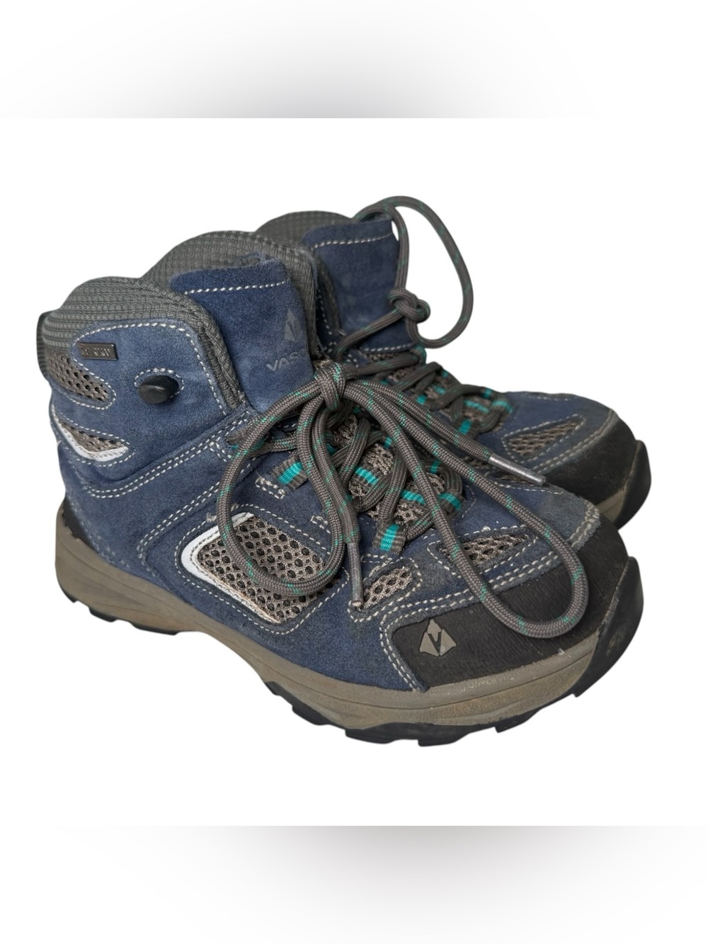 Vasque Kids Waterproof Hiking Boots Blue Gray Mid Trail Shoes Youth Size 2